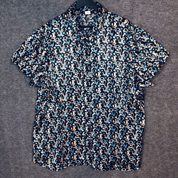 SARA MICHELLE Womens 3X Blouse Dressy Multi-Color Dot Print Shimmering S/SLeeve - Picture 1 of 10